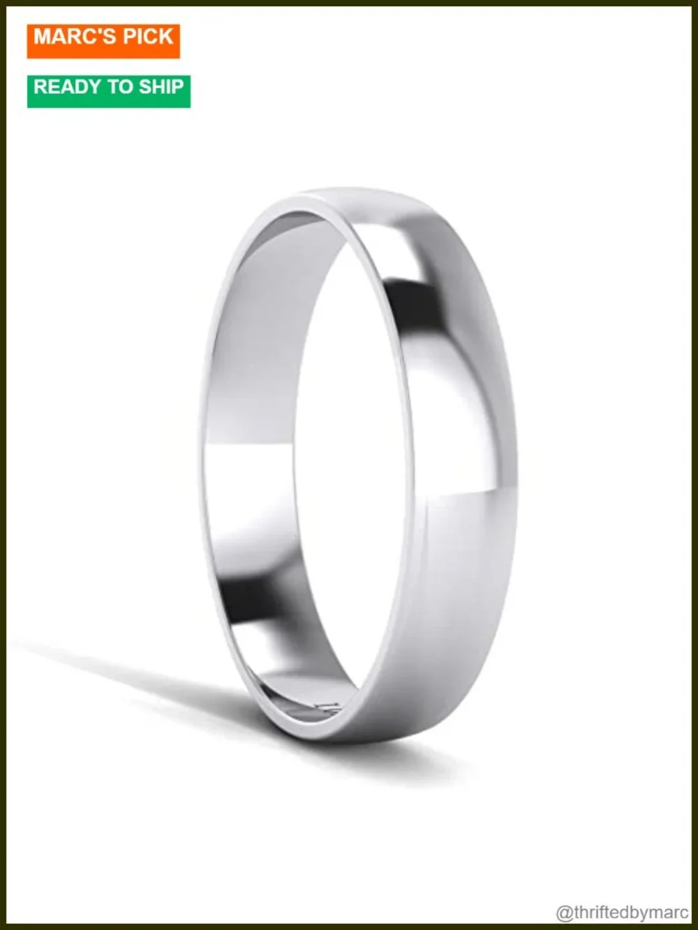 10K White Gold 4mm Comfort Fit Wedding Band Ring